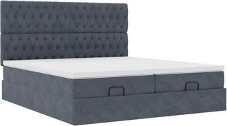 vidaXL Estructura Cama Otomana Colchones Terciopelo Gris Oscuro Vidaxl