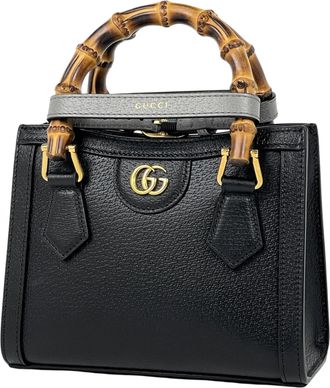 Gucci Black Leather Bamboo Tote Bag (Pre-Owned)