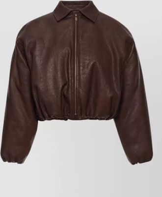 Magda Butrym leather cropped bomber jacket