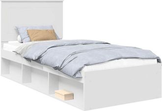 vidaXL Bed Frame with Headboard White 90 x 200 cm Solid Pine Wood vidaXL