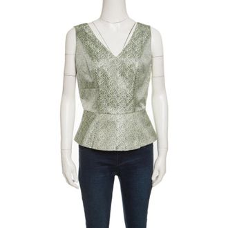 Elie Tahari Multicolor Mini Checkered Sleeveless Peplum Top