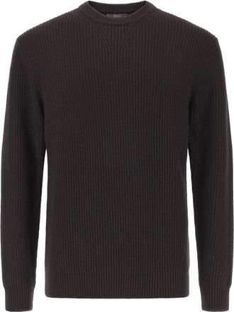 Boggi Milano Truien & Vesten, Heren, Bruin, S, Wol, Merino wollen trui met ronde hals