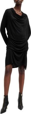 AllSaints Amei Draped Long Sleeve Minidress in Black at Nordstrom Rack, Size 10