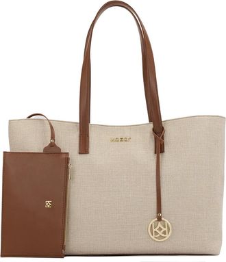 Kazar Grote handtas gemaakt van canvasstof en natuurlijk leer - Dames - Shoppers - Beige - ONE Size - Leer - Tassen