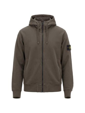 Stone Island hoodie met rits en logoapplicatie