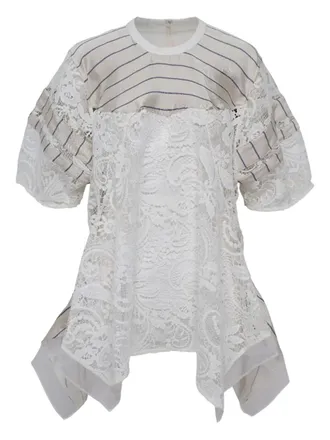 3.1 Phillip Lim striped lace-panel top - White