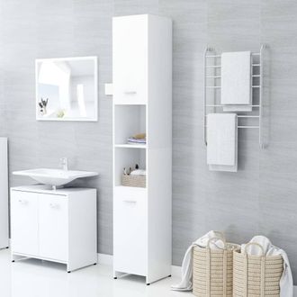vidaXL Armario De Ba&ntilde;o Madera Contrachapada Blanco 30x30x183,5 Cm Vidaxl