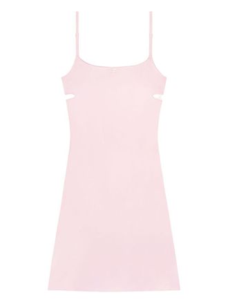 Courr&egrave;ges Soft Pink Mini Dress with Spaghetti Straps and Edgy Cut-Outs