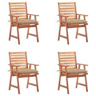 vidaXL Vidaxl - Sillas Comedor De Jard&iacute;n Y Cojines 4 Uds Madera Maciza Acacia