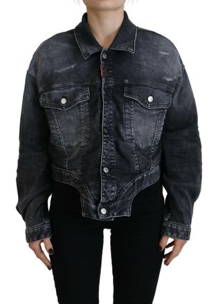 Dsquared2 Dsquared&sup2; Washed Cotton Cropped blue Womens Jacket (Pre-Owned)