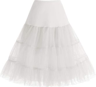 Bbonlinedress Bbonlinedress Organza 50s Vintage Rockabilly Petticoat Retro Underskirt Knee Length Crinoline Half Slips Ivory XL