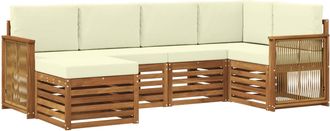 vidaXL Conjunto De Sof&aacute;s De Exterior 5 Uds. Natural Y Crema Vidaxl