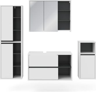 Vicco Conjunto De Muebles De Ba&ntilde;o Viola, Blanco, 4 Piezas