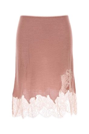 Fendi Womens Pink Cashmere Blend Skirt - Rose Gold - Size EU 44 (Womens)