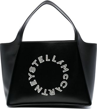 Stella McCartney broderie anglaise-logo tote bag - women - Polyurethane - OS - Black