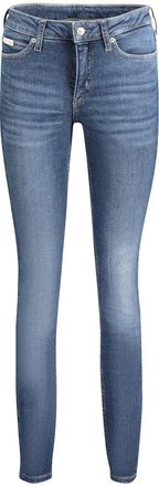 Calvin Klein Jeans, Dames, Blauw, W31 L32, Katoen, Blauwe Skinny Jeans van Katoen met Gewassen Effect