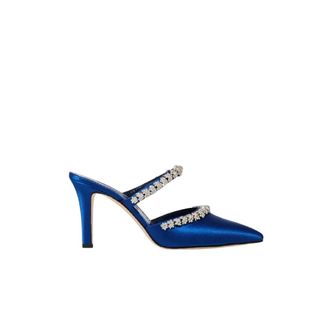 Manolo Blahnik Heeled Mules, female, Blue, Size: 9 1/2 US Vedadamu Satin Mules