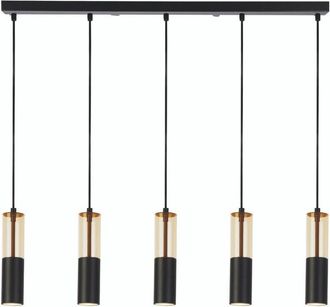 Searchlight Lampadario Moderno Merrygold Acciaio Nero Ambra 5 Luci Gu10