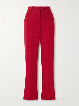 Alexander McQueen Pantaloni A Gamba Dritta In Lana Grain De Poudre - Rosso