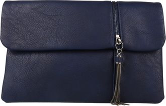 Girly HandBags Womens Zipper Flap Clutch Bag - Navy