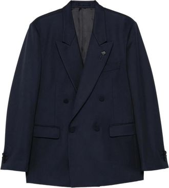 Lardini Dubbele-breasted Blazer - Heren - Blazers - Blauw - L - Katoen - Jassen