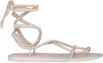 Cortana Beige Flat Lace-Up Sandaal - Dames - Sandalen - Beige - 38 EU - Leer - Schoenen