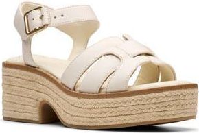 Clarks Coledale Strap Platform Sandal in Cream Leather at Nordstrom Rack, Size 8.5