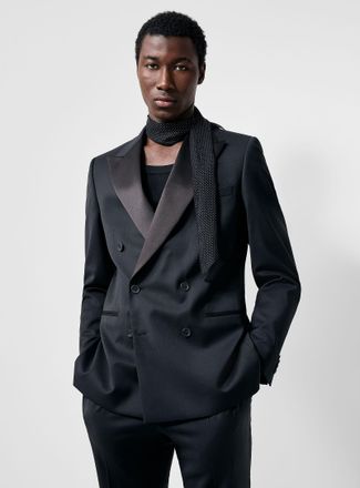 Le 31 Mens Double-breasted tuxedo jacket Wool weave by Marzotto Reykjavik cut - Semi-fitted