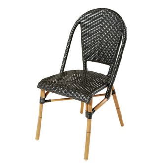 Maisons du monde Silla de exterior para hosteler&iacute;a de resina trenzada negra Alt. 88