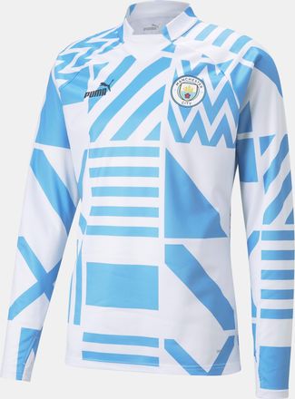 Puma Heren Puma Manchester City FC Pre-Match Sweatshirt in wit en blauw