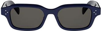Celine 3 Dots 52mm Rectangle Sunglasses in Shiny Blue/smoke at Nordstrom