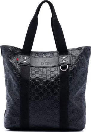 Gucci Pre-owned Womens Guccissima Web Tote - Black Leather - One Size