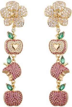 Eye Candy Los Angeles Apple Cubic Zirconia Linear Drop Earrings in Gold at Nordstrom Rack