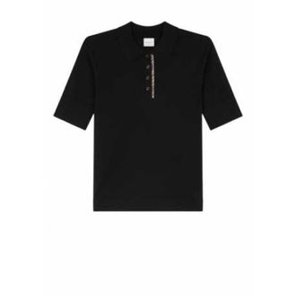 Paul Smith Tops, Dames, Zwart, L, Wol, Bayadère Collar Knit Polo