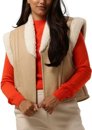 Another Label Unni Lammy Vest - Dames - Bodywarmers - Beige - M/L - Polyester - Jassen
