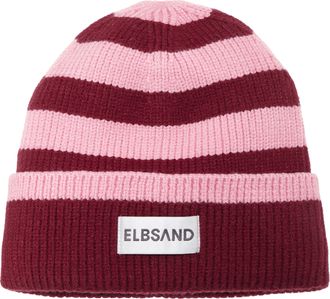 Elbsand Strickm&uuml;tze ELBSAND, Damen, ros&eacute;, weinrot, Materialmix, gestreift, mehrfarbig, M&uuml;tzen Strickm&uuml;tze, Beanie, Winterm&uuml;tze, M&uuml;tze, Grobstrick mit Umschlag