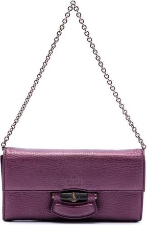 Gucci Pre-owned Gucci Metallic Calfskin Bamboo Wallet on Chain Ladies 3JHHKA47943XXKNB