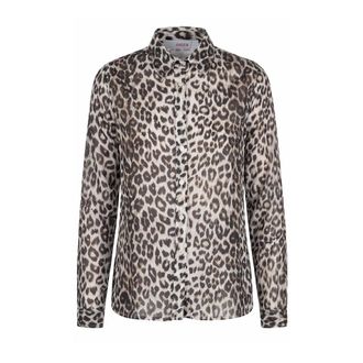 Jucca Shirts, female, Multicolor, Size: M Semi-transparent Leopard Print Shirt