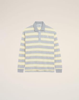 Ami Grey And Yellow Strapped Cotton Polo Grey - XXXL - for Men