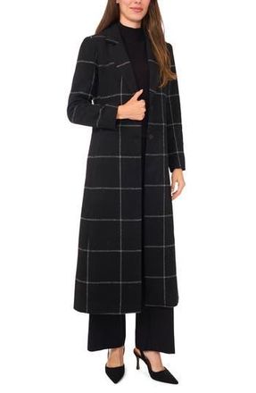 Halogen Windowpane Check Longline Jacket in Rich Black at Nordstrom Rack, Size Medium