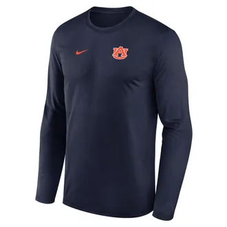 Nike Auburn Sideline Legend Logo Nike Mens Dri-FIT College Long-Sleeve T-Shirt in Blue | 02TJ41SAUN-HE3