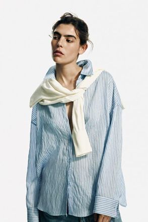 H&M Oversized Shirt in Blue/striped at Nordstrom, Size X-Small