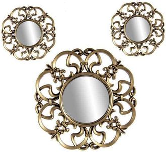 Trade Shop Trade Shop - Set 3pz Specchi Parete Decorativi Oro Bronzo Libera Installazione 20-35cm 836893