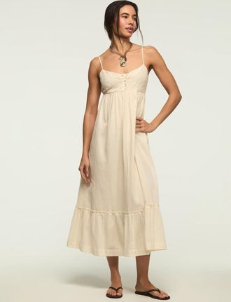 Lucky Brand Womens Embroidered Henley Midi Dress