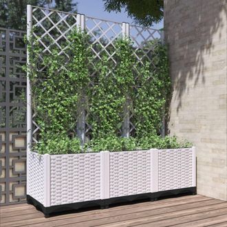 Berkfield Home Garden Planter with Trellis White 120x40x136 cm PP | Size: 120 x 40 x 136 cm