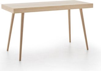 HOGAR 24 Hogar24 - Es Tokio Escritorio Oficina Escritorio Despacho Madera Maciza Natural Color Blanco Y Negro Medidas: 100 Cm X 50 Cm X 75 Cm