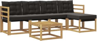 vidaXL Conjunto De Sof&aacute;s De Exterior 6 Uds. Blanco Y Negro Vidaxl