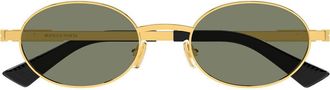 Bottega Veneta 52mm Oval Sunglasses in Gold/Green Lens at Nordstrom