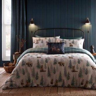 Dreams & Drapes Dreams & Drapes Lodge - Set copripiumino in cotone spazzolato, per letto super king size, colore: naturale
