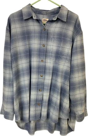Eddie Bauer Womens Plaid Ballard Flannel Button Up Shirt In Light Blue